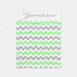 緑、白、グレーシェブロン文字ブランケット フリースブランケット