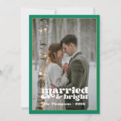 緑、白、ゴールドの新婚夫婦のクリスマス シーズンカード (正面)