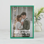 緑、白、ゴールドの新婚夫婦のクリスマス シーズンカード (スタンド正面)