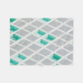 緑、白、灰色のイラストレーション フリースブランケット (正面(横))