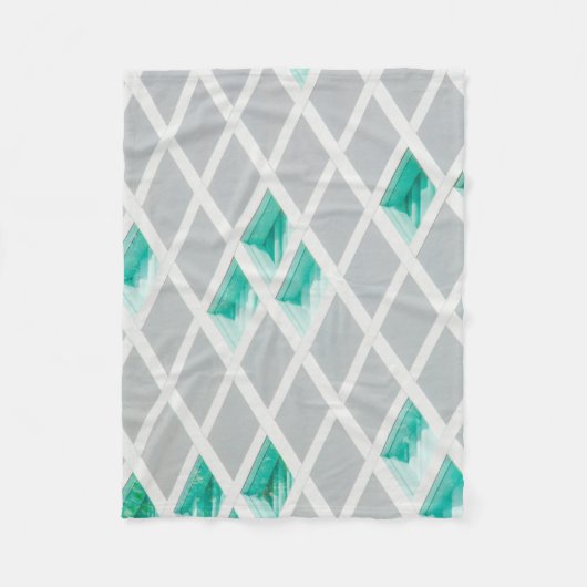 緑、白、灰色のイラストレーション フリースブランケット (正面)