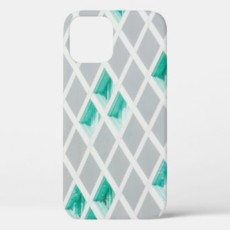 緑、白、灰色のイラストレーション iPhone 12ケース