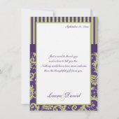 緑、白、紫のダマスクサンキューカード サンキューカード (裏面)