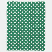 緑、白、緑の水玉模様 フリースブランケット (正面)