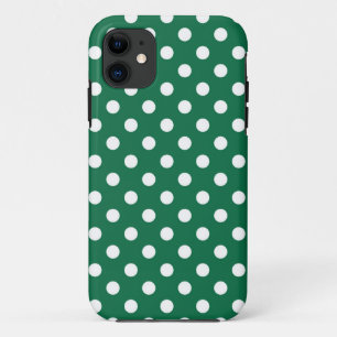 緑、白、緑の水玉模様 iPhone 11 ケース