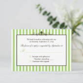 緑、白、茶色の返信ストライプのカード 招待状 (スタンド正面)