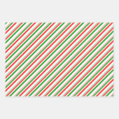 緑、白、赤のクリスマスをテーマにしたライン ラッピングペーパーシート (正面2)