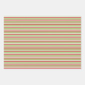 緑、白、赤のクリスマスをテーマにしたライン ラッピングペーパーシート (正面)