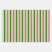 緑、白、赤のクリスマスをテーマにしたライン ラッピングペーパーシート (正面3)