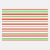 緑、白、赤のクリスマスをテーマにしたライン ラッピングペーパーシート (正面2)