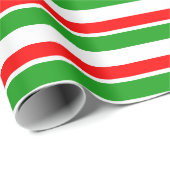 緑、白、赤のクリスマスをテーマにしたライン ラッピングペーパー (ロールコーナー)