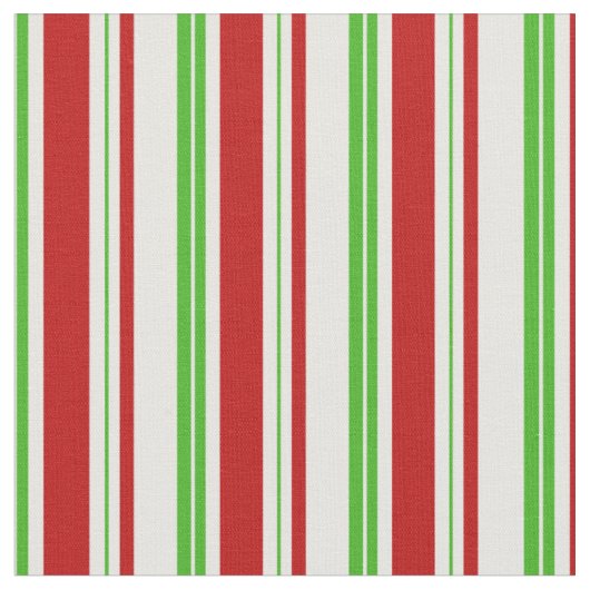緑、白、赤のクリスマスをテーマにした線 ファブリック (クローズアップ)
