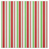 緑、白、赤のクリスマスをテーマにした線 ファブリック (見本)