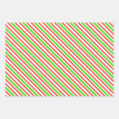 緑、白、赤のクリスマスをテーマにした線 ラッピングペーパーシート (正面2)