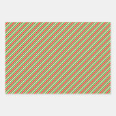 緑、白、赤のクリスマスをテーマにした線 ラッピングペーパーシート (正面2)