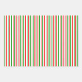 緑、白、赤のクリスマスをテーマにした線 ラッピングペーパーシート (正面2)