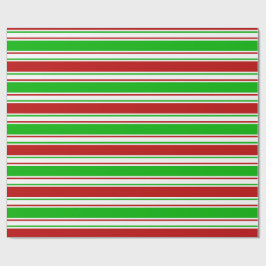 緑、白、赤のクリスマスインスパイア線 ラッピングペーパー
