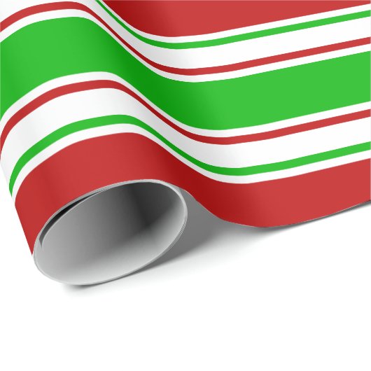 緑、白、赤のクリスマスインスパイア線 ラッピングペーパー (ロールコーナー)