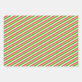 緑、白、赤のクリスマススタイルのパターストライプのン ラッピングペーパーシート (正面3)