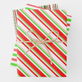 緑、白、赤のクリスマススタイルのパターストライプン ラッピングペーパーシート (インサイチュ)