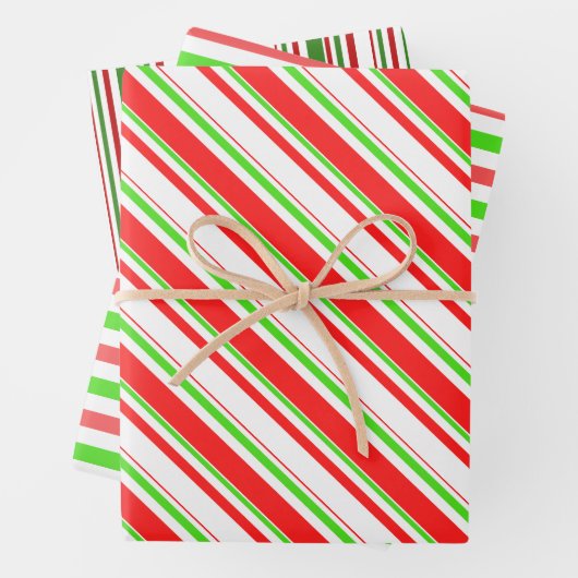 緑、白、赤のクリスマススタイルのパターストライプン ラッピングペーパーシート (インサイチュ)