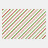 緑、白、赤のクリスマススタイルストライプ ラッピングペーパーシート (正面3)