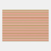 緑、白、赤のクリスマススタイルストライプ ラッピングペーパーシート (正面)