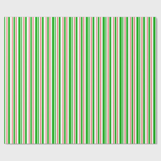 緑、白、赤のクリスマススタイルストライプ ラッピングペーパー (フラット)