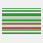 緑、白、赤のクリスマススタイル模様 ラッピングペーパーシート (正面)