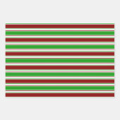 緑、白、赤のクリスマススタイル模様 ラッピングペーパーシート (正面)