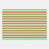 緑、白、赤のクリスマススタイル模様 ラッピングペーパーシート (正面3)