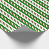 緑、白、赤のクリスマススタイル線のパターン ラッピングペーパー (角)