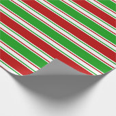 緑、白、赤のクリスマス・スタイル・ライン ラッピングペーパー (角)
