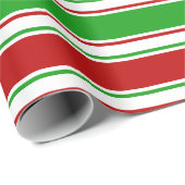 緑、白、赤のクリスマス・スタイル・ライン ラッピングペーパー (ロールコーナー)