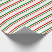 緑、白、赤のパターストライプのンのラッピング紙 ラッピングペーパー (角)