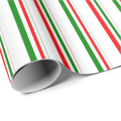 緑、白、赤のパターストライプのンのラッピング紙 ラッピングペーパー (ロールコーナー)