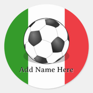 緑、白、赤の背景のサッカーボール ラウンドシール