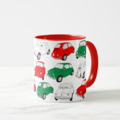 緑、白、赤の車のパイタリアンターンマグ マグカップ (正面右)