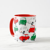 緑、白、赤の車のパイタリアンターンマグ マグカップ (正面左)
