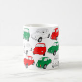 緑、白、赤の車のパタイタリアンーンマグ コーヒーマグカップ (中央)
