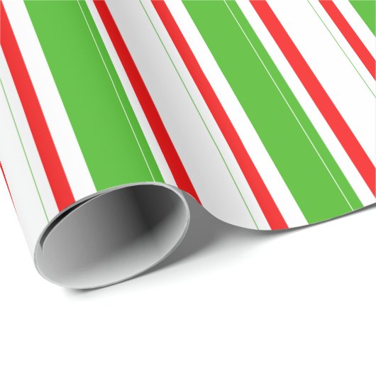緑、白、赤/線ストライプの引きパターン ラッピングペーパー (ロールコーナー)