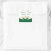 緑、白、金ゴールドスクロール結婚式の引き出物シール スクエアシール (バッグ)