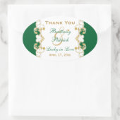 緑、白、金ゴールドスクロール結婚式の引き出物シール 楕円形シール (バッグ)