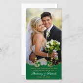 緑、白、金ゴールドス結婚クロール サンキューカード (正面/裏面)