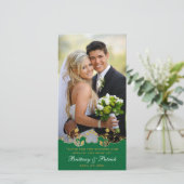 緑、白、金ゴールドス結婚クロール サンキューカード (スタンド正面)