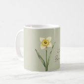 緑 白 黄の水仙の花 コーヒーマグカップ (正面左)