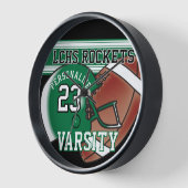 緑、白、黒のサッカージャージー | 編集可能 壁時計 (傾斜)