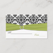 緑、白、黒のダマスクプレイスカード プレイスカード (裏面)