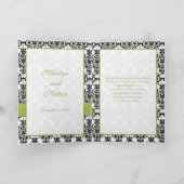 緑、白、黒のダマスク織り感謝カード サンキューカード (内部)