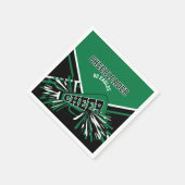 緑、白、黒のチアリーダー スタンダードカクテルナプキン (角)